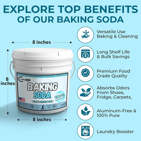 (1 TradeGrade Pure Baking Soda Powder Gallon) Food-Grade Sodium Bicarbonate Powder for Cooking, Cleaning & Deodorizing
