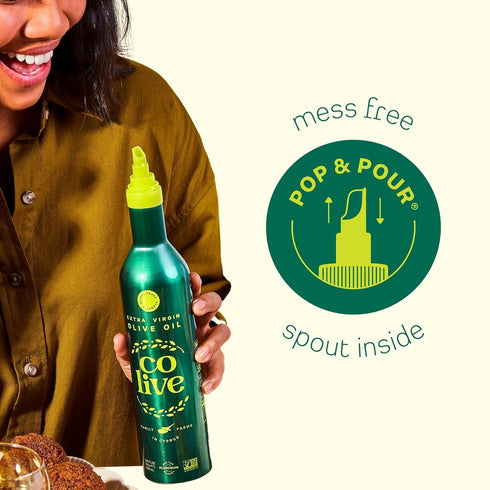 16.9 oz CoLive Extra Virgin Olive Oil | Cold Pressed | Rich and Fresh Taste | Family Farms in Cyprus | Aluminum Bottle