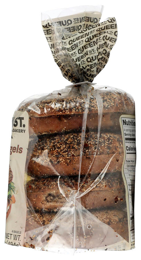 Queen St. Bakery 4 Count Everything Superfood Bagels Vegan, Protein & Fibre, Gluten-Free, Allergen Free Bagels