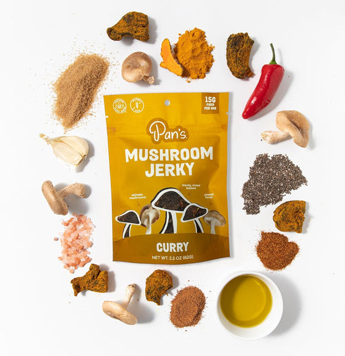 (2.2 Pack 1) Pan's Mushroom Jerky, Vegan Snacks, Dried Mushrooms Shiitake, Plant based Jerky, Meatless Jerky, Gluten
