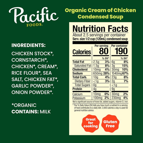 10.5 oz Pacific Foods Organic Cream of Chicken Soup, Can