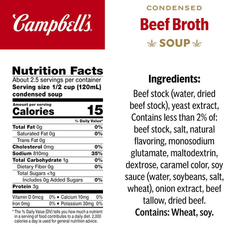 10.5 12) Campbell's Condensed Beef Broth, Ounce Can (Case