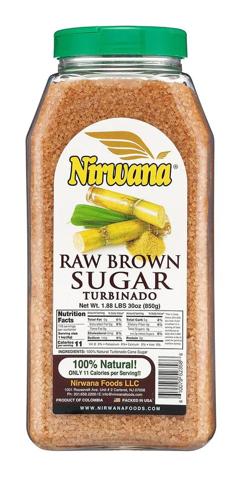 Nirwana Raw Brown Sugar, Natural Granulated Sugar for Baking, Cooking, Coffee and