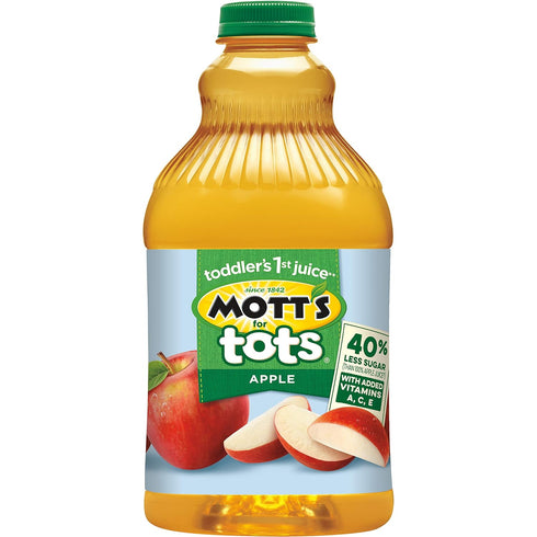 64 Oz 40% 100% Mott's For Tots Apple, Fl Bottle, Juice With Purified Water, Good Source Of Vitamin C, Less Sugar Than