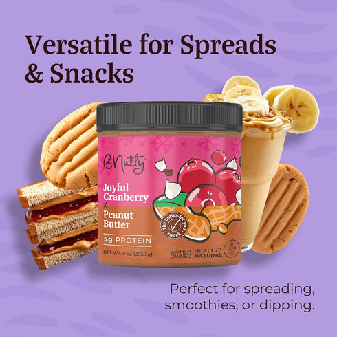 9oz 4 Packs BNutty Fruit Lover's Peanut Butter | Gluten-Free, Natural Ingredients | Assorted Flavors, Smooth & Creamy