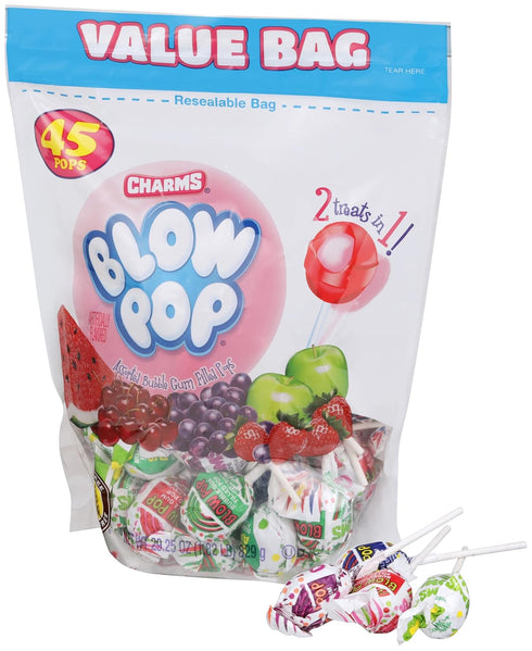 Charms Blow Pops, Assorted Flavors, 45 Count, 29.25 Ounce Bag (Packaging may vary)