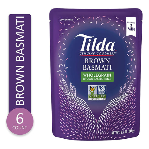 Tilda Legendary Rice Steamed Basmati, Brown, 8.5 Ounce (Pack of 6)