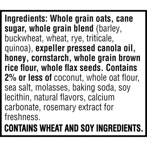 7oz (10 Nutri-Grain Crunchy Honey Oat Flax Bars, Fiber Bars, Whole Grain, Box Bars)