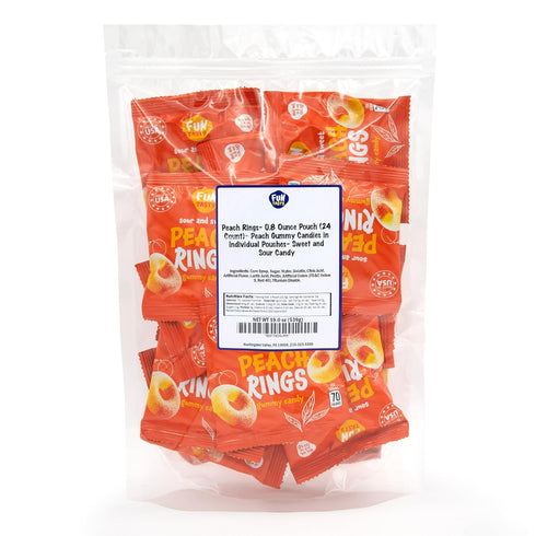 24 Packs Gummy Gummy Peach Rings - - Peach Candies Individually Wrapped - Sweet and Sour Candy for Classroom, Snacking