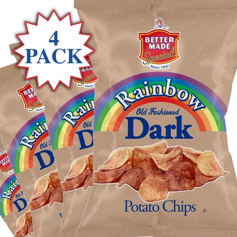 (4) 7.5oz (Pack 4) Better Made Rainbow Old Fashioned Dark Potato Chips - x Bags - of - Crispy, Crunchy, Salty Snacks
