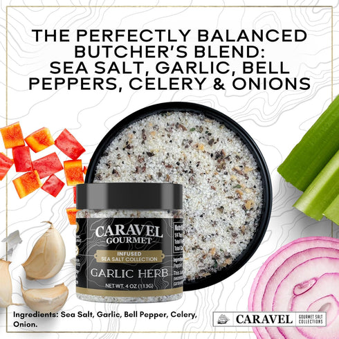 3-Pack 4 oz Pinch Garlic Sea Salt Gift Bundle - Herb, Pepper, & Smoked Garlic Salt Seasoning for Finishing & Cooking
