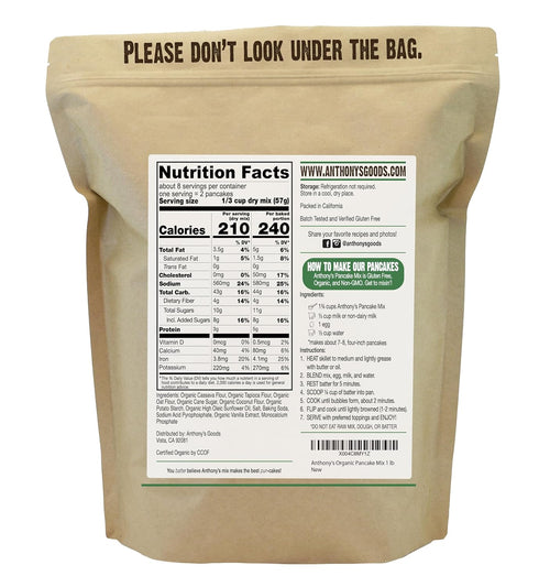 1 lb, Anthony's Organic Pancake Mix, Dairy Free, Gluten Free, Non GMO