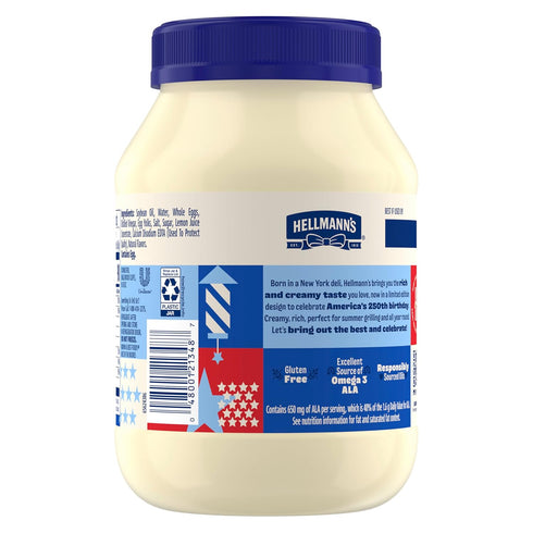 HELLMANN'S 1 Omega-3 30 oz Mayonnaise Real Mayo ct For A Creamy Sandwich Spread or Condiment Rich in ALA, Gluten Free