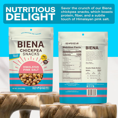 Pack BIENA Chickpea Snacks - Crunchy Roasted Chickpeas - High Fiber Vegan Protein Snacks for Adults and Kids