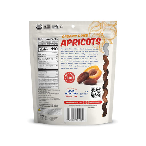 6 (Pack 6) Made In Nature Organic Dried Apricots, Ounce of Vegan Snack, Non-GMO, Unsulfured, Gluten Free, Kosher