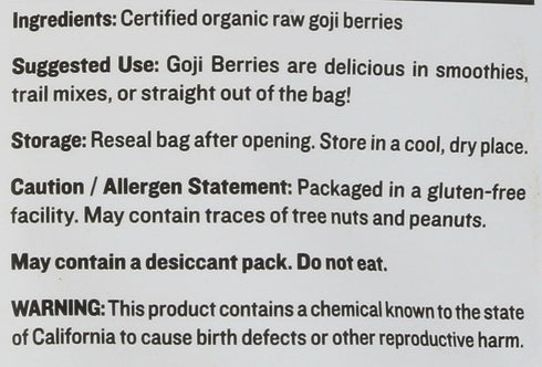 8 oz Sunfood Superfoods Raw Organic Goji Berries - Goji Berry, Sun Dried Wolfberry for Trail Mix, Snack, Smoothie