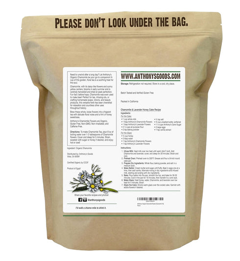 1 lb, Anthony's Organic Chamomile Flowers, Whole, Loose Leaf, Gluten Free, Non GMO, Non Irradiated