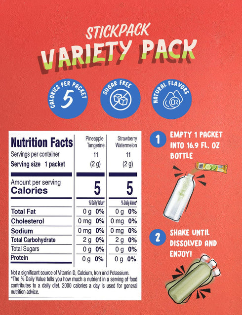 Pack, 44 Packets, 5 Packet Klass Aguas Frescas, Powdered Drink Mix Variety Singles Zero Sugar & Caffeine-Free Powder