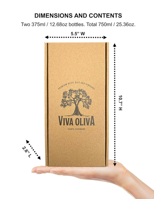 Viva Oliva 375ml (12.7oz) Set 18 100% Two Gift - Tuscan Herb Infused Olive Oil & Year Traditional Barrel Aged Balsamic