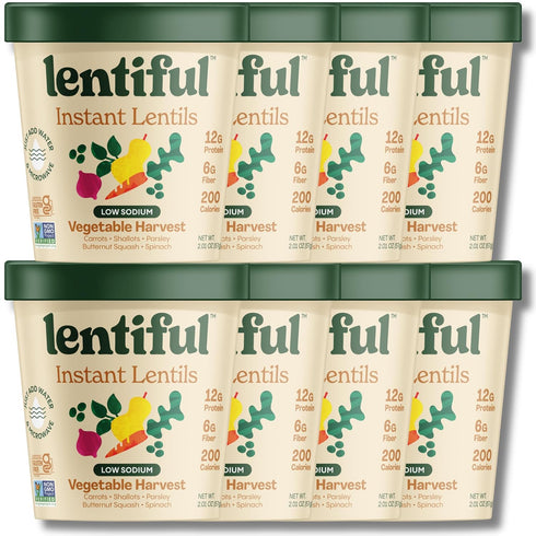 Lentiful Low Sodium Vegetable Harvest - 8 Pack Garden Veggie Instant Lentil Cups
