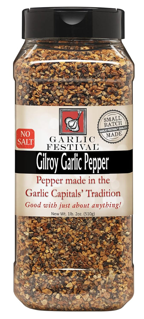 Garlic Festival Black Pepper & Garlic Seasoning Net Wt. 1 lb. 2