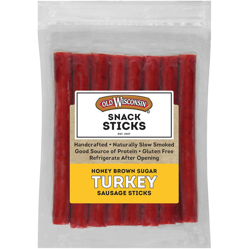 Old Wisconsin Honey Brown Sugar Turkey Sausage Snack Sticks, Naturally Smoked, Ready
