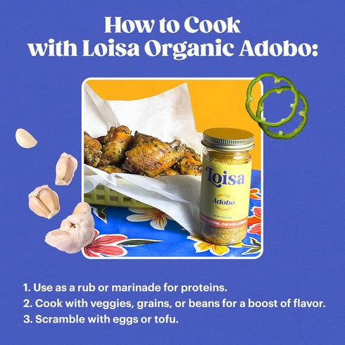 Loisa Adobo Seasoning, USDA Organic, Non-GMO, No-MSG, No Preservatives, 2.9oz, Pack of 1 (Adobo)