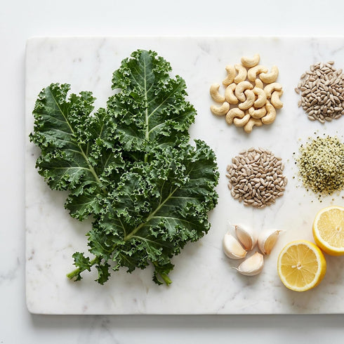 Earthy Krunchy Snacks Kale Chips - Cheezy Lemon Garlic Flavor - High Protein Snack - Crunchy Kale with No Sugar