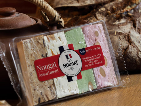 Le Nougat by Chabert & Guillot Pack 3.17 oz French Nougat Assortment Tray Raspberry Pistachio Apricot Fig Soft French