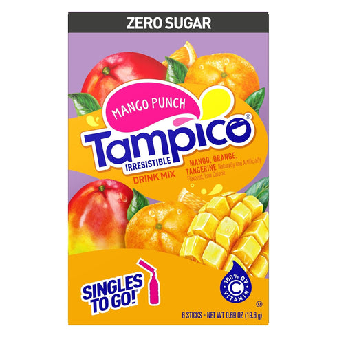 3 (Pack 6) SINGLES TO GO! Tampico Variety, Singles To Go Powdered Drink Mix, Boxes of Mango Punch and Citrus Punch