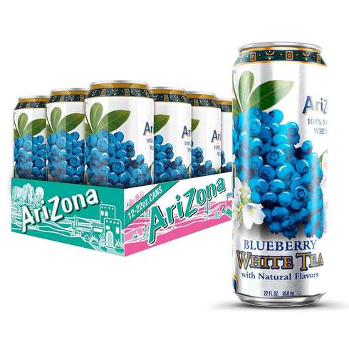 AriZona Blueberry White Tea - Big Can, 22 Fl Oz (Pack of