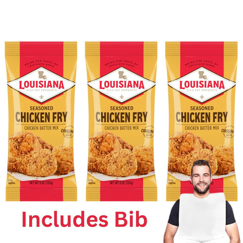 Louisiana Seasoned Chicken Fry Batter - 9 oz (Pack of 3) - Crispy Southern Coating Mix for Fried Chicken