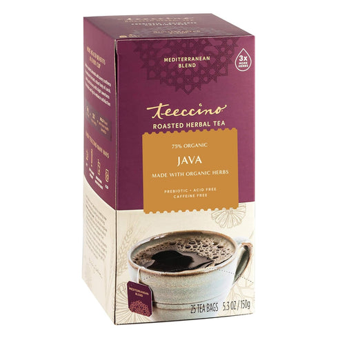 Teeccino Java Herbal Tea - Caffeine Free & Prebiotic Rich Herbal Tea, 25 Tea Bags