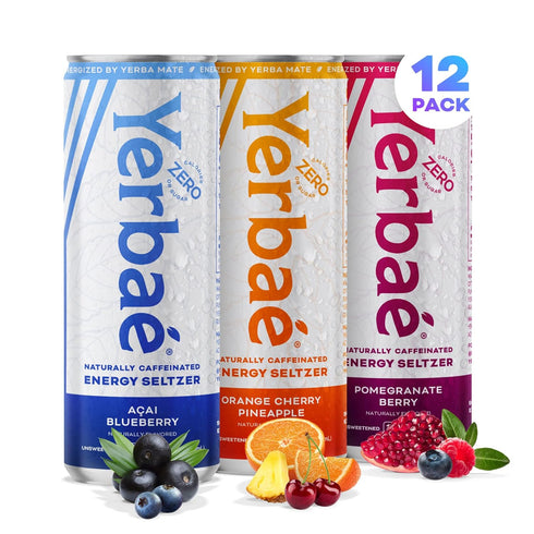 Yerba Energy Seltzer - Variety Performance Pack. No Sugar/Calories/Carbs. Energized by Yerba