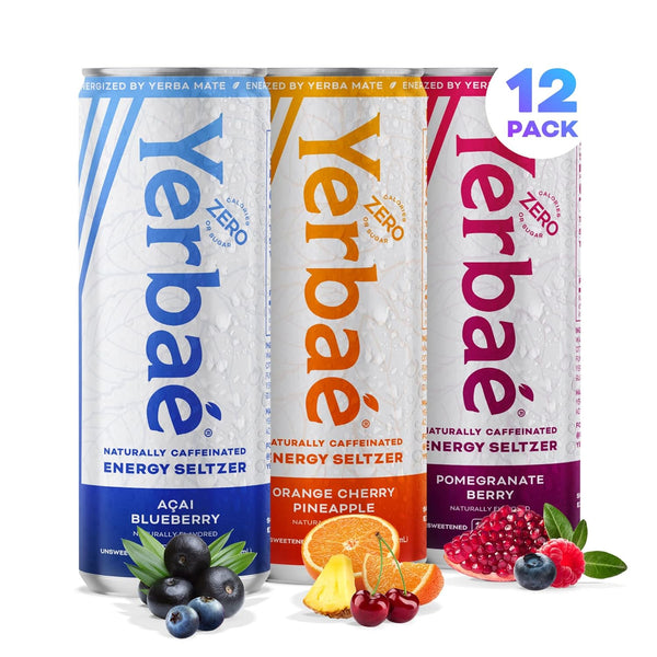 Yerba Energy Seltzer - Variety Performance Pack. No Sugar/Calories/Carbs. Energized by Yerba