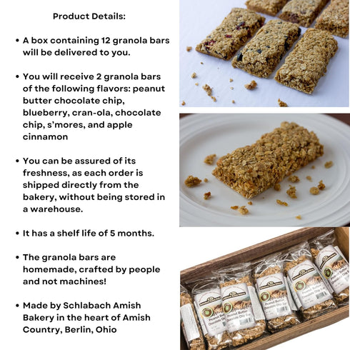 Smalltown Home Pack 12/2.8 oz. Pack) Schlabach Amish Bakery Soft & Chewy Granola Bars, Case of Bars (Variety