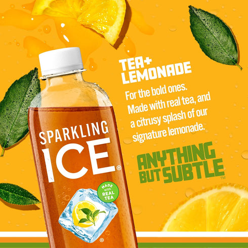 17 Oz (Pack 12) Sparkling Ice Tea + Lemonade Sparkling Water, Zero Sugar Flavored Water, with Vitamins
