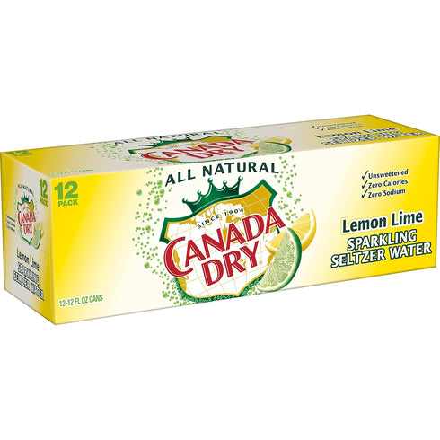 12 oz 12 pack Canada Dry Lemon Lime Sparkling Seltzer Water, fl cans