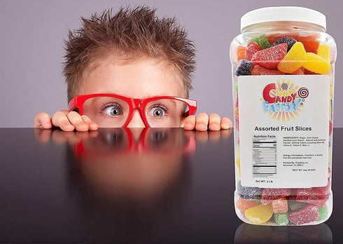 (5 Lbs Sarah's Candy Factory Assorted Fruit Slice in Jar)