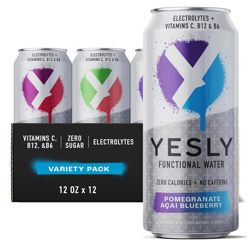 Yesly Functional Water, Variety Pack, Naturally Flavored Still Water with Electrolytes, Magnesium,