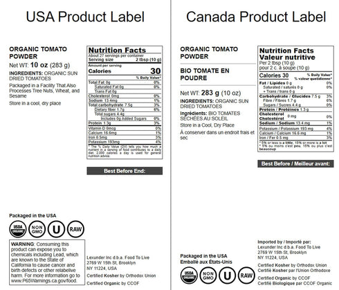 10 Food to Live Organic Tomato Powder, Ounces Sun-Dried, No Salt Added. Rich Tomato Flavor for Cooking, Sauces, Soups