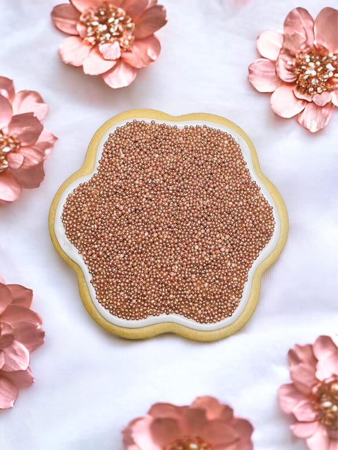Sweet Evas SHIMMER METALLIC ROSE GOLD NONPAREILS- Dairy Free,Gluten Free,Egg Free,Vegan,Soy Free,Nuts