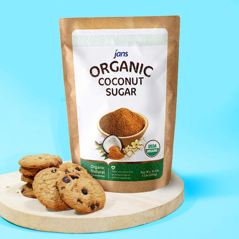 16 oz (Pack 1) Jans Organic Coconut Sugar | Made from Fresh Coconut | Gluten-Free | Non-GMO | Low Glycemic | Paleo