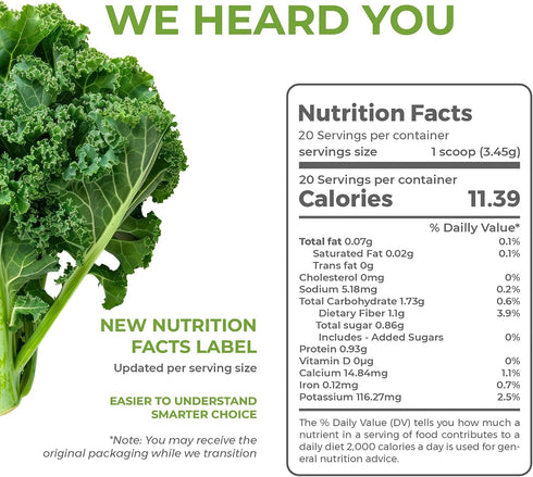 100% 2.43 oz eHerbal Freeze Dried Kale Powder Powder Superfood Non-GMO, Nutrient-Rich Greens for Smoothies, Juices