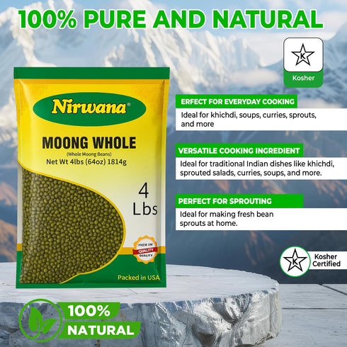 Premium Whole Moong Beans - Green Mung Beans for Cooking