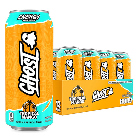 GHOST Energy Drink - 12-Pack, Tropical Mango, 16oz Cans - Energy &