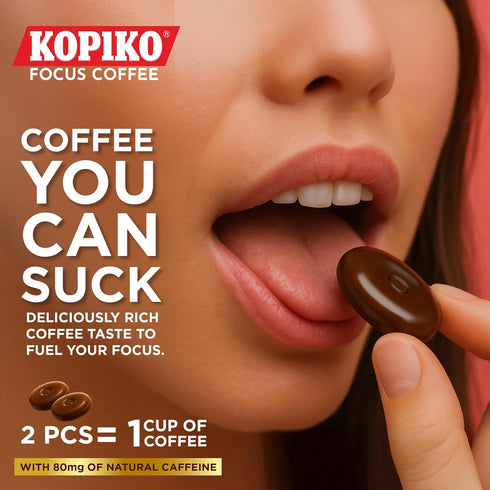 80mg 2 (12 Pack w/4 Kopiko Focus Coffee Candy Have Caffeine per Pieces for Energy & Mental Focus Sugar-Free Hard Candy