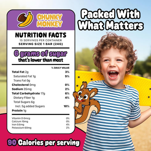 Pack 15, Snakkidz Organic Chewy Granola Bars for Kids, Allergen-Free, Nut-Free, Gluten-Free, Low Sugar Snack Bars Made