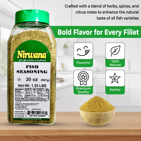 (20 oz) Fish Seasoning Bold & Savory Blend for Salmon, Shrimp, Lobster & More Perfect for Grilling, Roasting