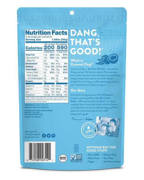 3.17 (Pack 6)) Dang Toasted Coconut Chips | Vegan, Gluten Free, Non GMO, Healthy Snacks Made with Whole Foods (Lightly